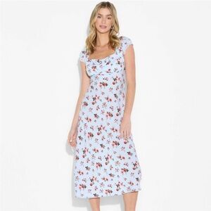 wild fable Light Blue Floral Maxi Dress with Red Rose Print